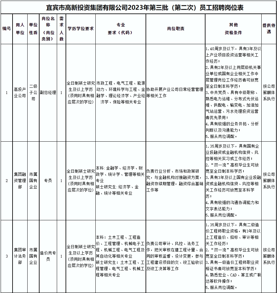 宜宾市高新投资集团有限公司及其子公司 2023年第三批（第二次）员工公开招聘的公告-1.jpg