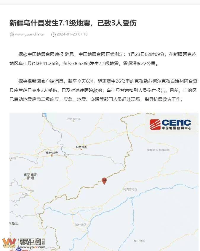 新疆乌什县发生7.1级地震，３级以上地震已经有了三十多次，早晨统计仅3人受伤-1.jpg